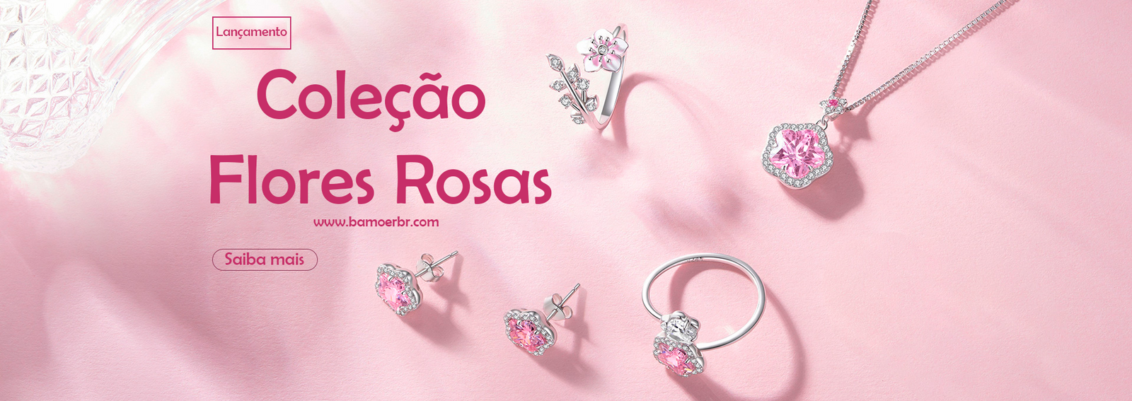 Anel, Colar E Brincos Da Coleção Flores Rosas